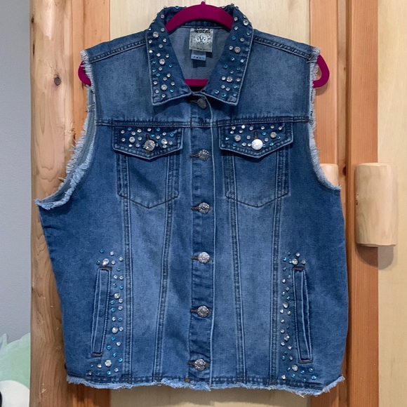 Vocal Tops - Vocal Embellished Denim Vest